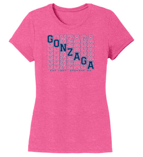 Women's Gonzaga Bulldogs Premium Tri-Blend Tee Shirt - Diagonal Echo Gonzaga