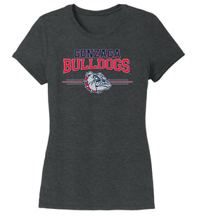 Women's Gonzaga Bulldogs Premium Tri-Blend Tee Shirt - Gonzaga Bulldogs 3 Stripe