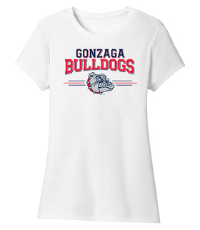 Women's Gonzaga Bulldogs Premium Tri-Blend Tee Shirt - Gonzaga Bulldogs 3 Stripe