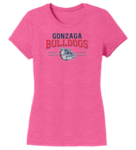 Women's Gonzaga Bulldogs Premium Tri-Blend Tee Shirt - Gonzaga Bulldogs 3 Stripe