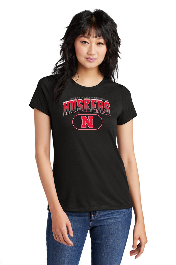 Women's Nebraska Huskers Premium Tri-Blend Tee Shirt - Full Color Huskers Fade with Block N