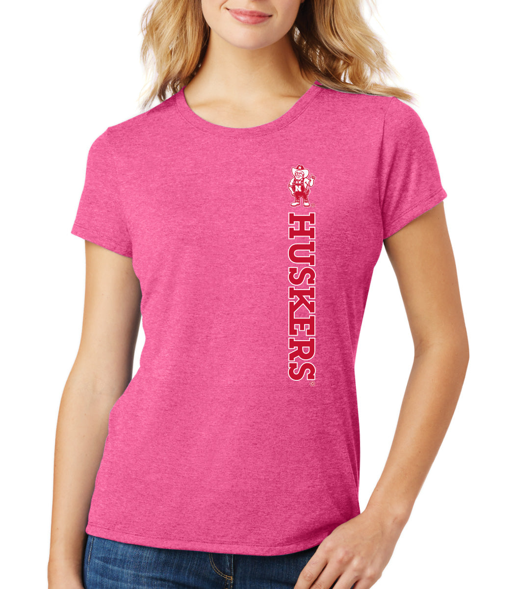 Women's Nebraska Huskers Premium Tri-Blend Tee Shirt - Vertical Huskers Herbie Husker