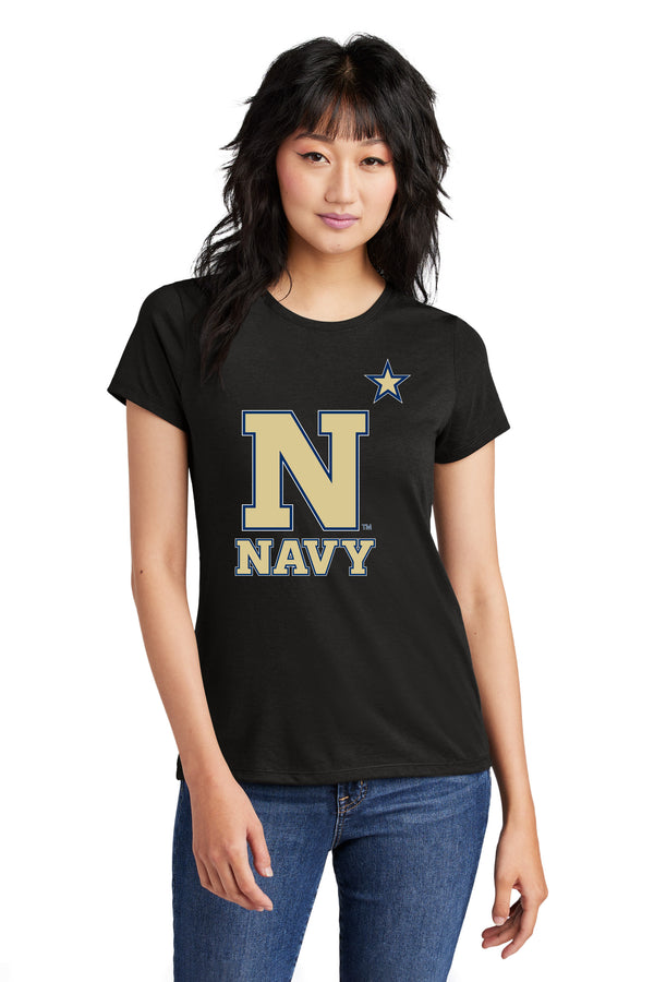 Women's Navy Midshipmen Premium Tri-Blend Tee Shirt - US Naval Academy Star Logo
