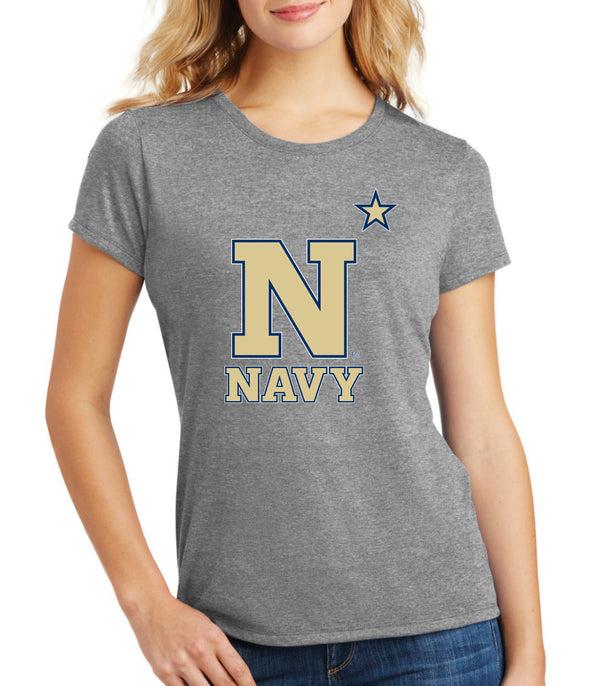 Women's Navy Midshipmen Premium Tri-Blend Tee Shirt - US Naval Academy Star Logo