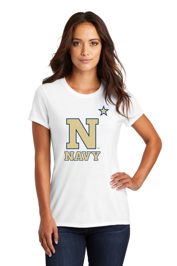 Women's Navy Midshipmen Premium Tri-Blend Tee Shirt - US Naval Academy Star Logo