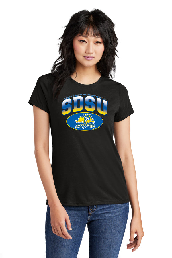 Women's South Dakota State Jackrabbits Premium Tri-Blend Tee Shirt - SDSU Full Color Fade Plus Primary Logo