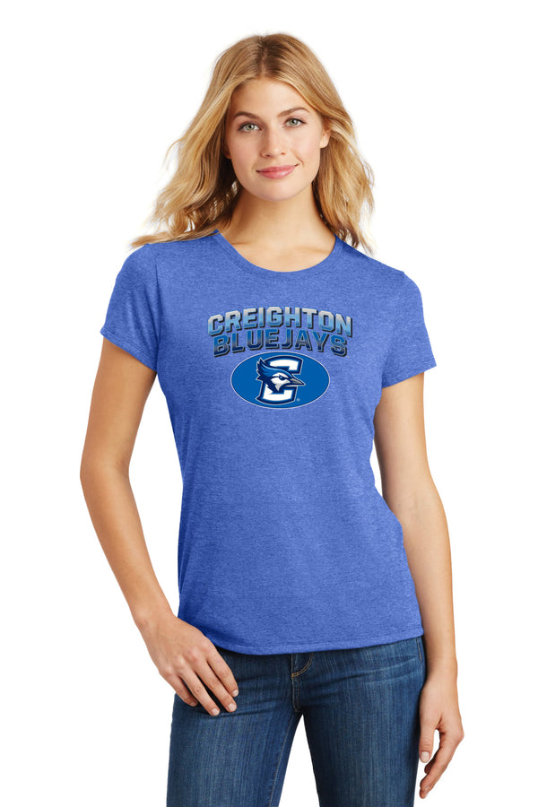 Women's Creighton Bluejays Premium Tri-Blend Tee Shirt - Full Color Fade Primary Logo Oval