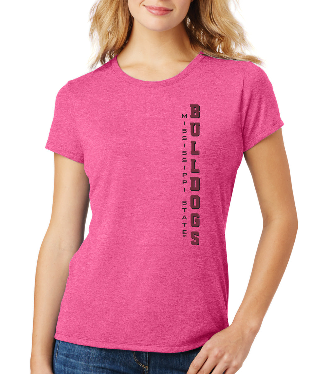 Women's Mississippi State Bulldogs Premium Tri-Blend Tee Shirt - Vertical MSU Bulldogs