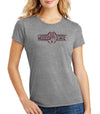 Women's Mississippi State Bulldogs Premium Tri-Blend Tee Shirt - Striped MSU Bulldogs Football Laces