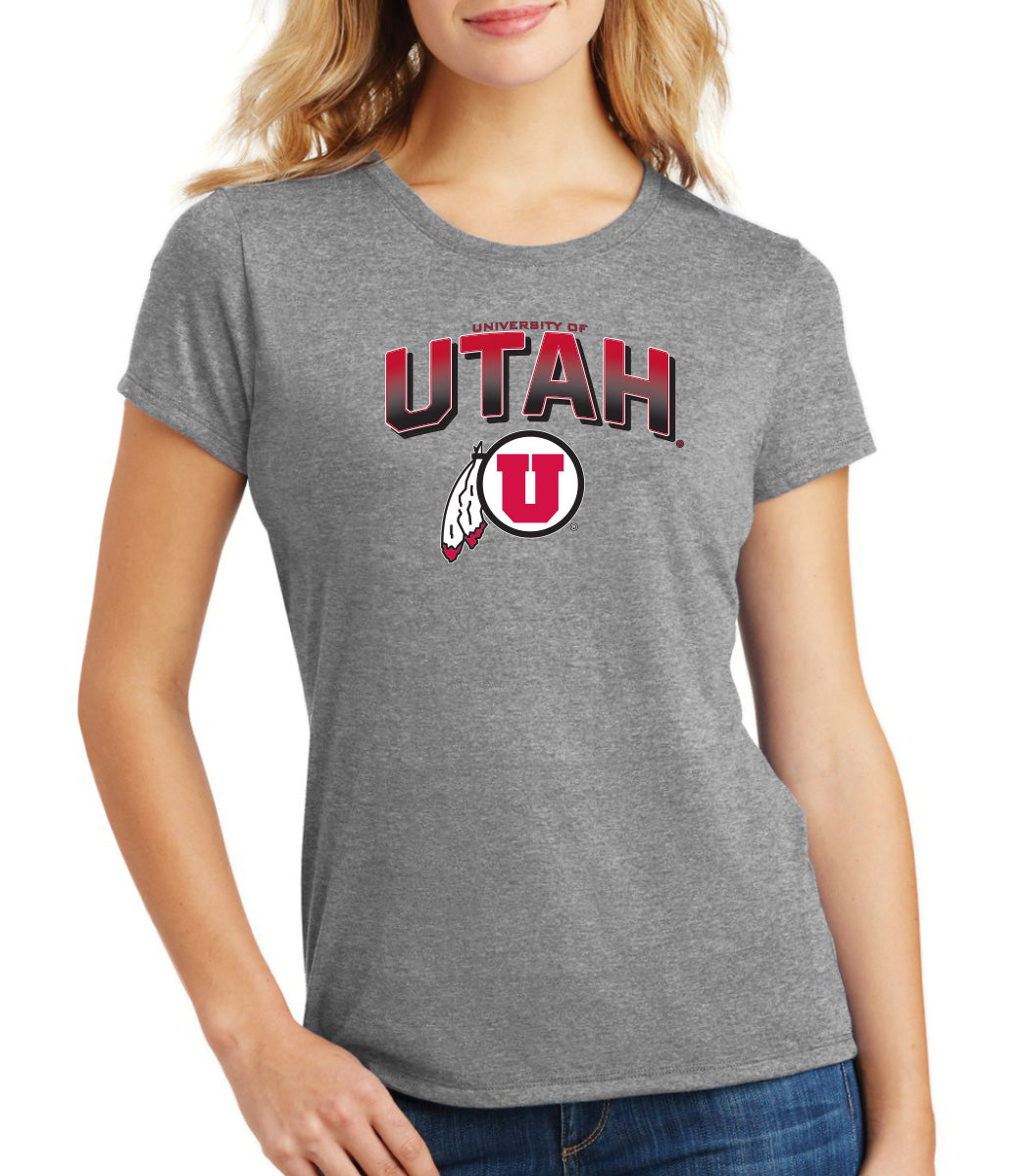 Women's Utah Utes Premium Tri-Blend Tee Shirt - Full Color Fade Utah Utes Logo