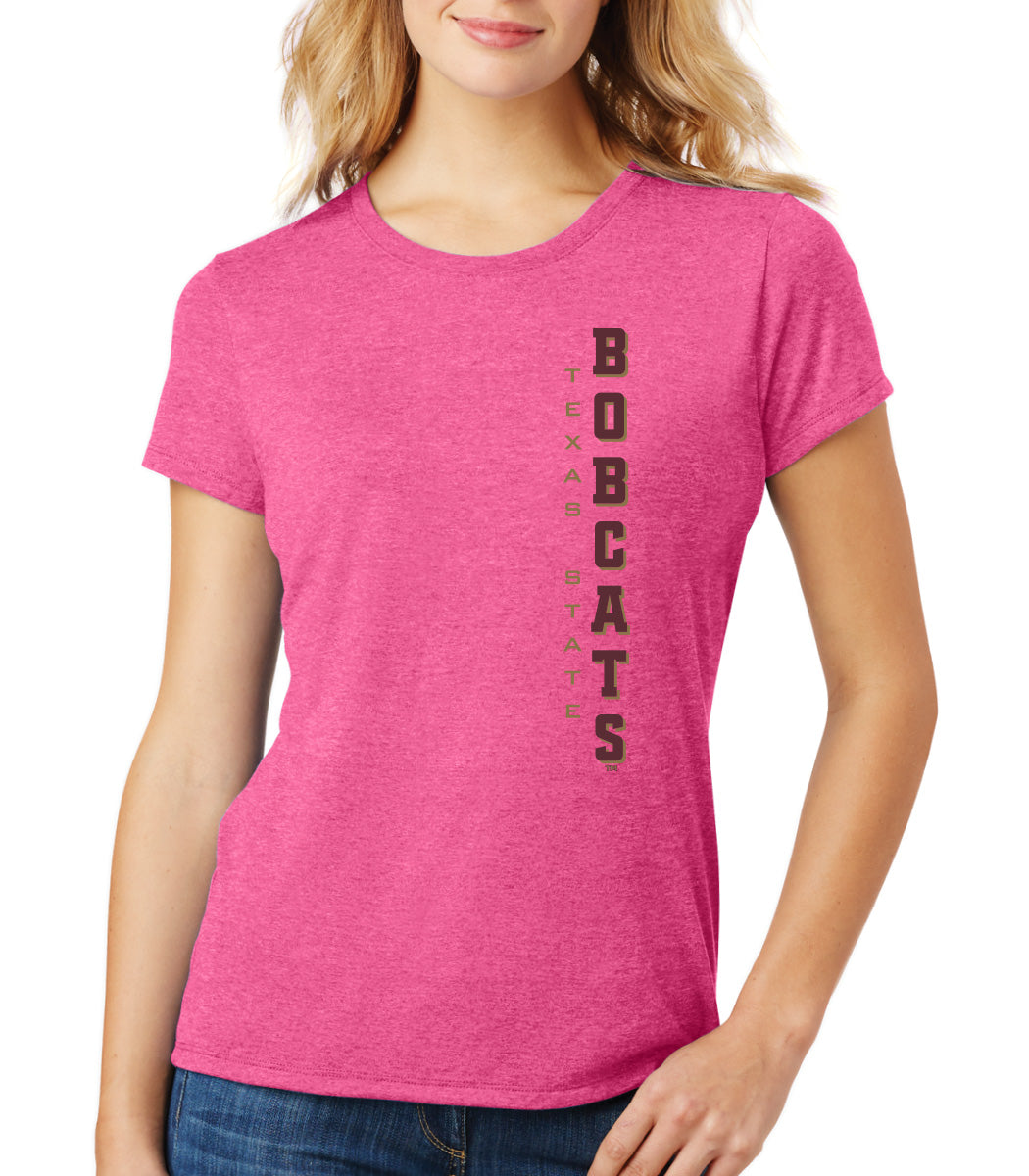 Women's Texas State Bobcats Premium Tri-Blend Tee Shirt - Vertical Texas State Bobcats