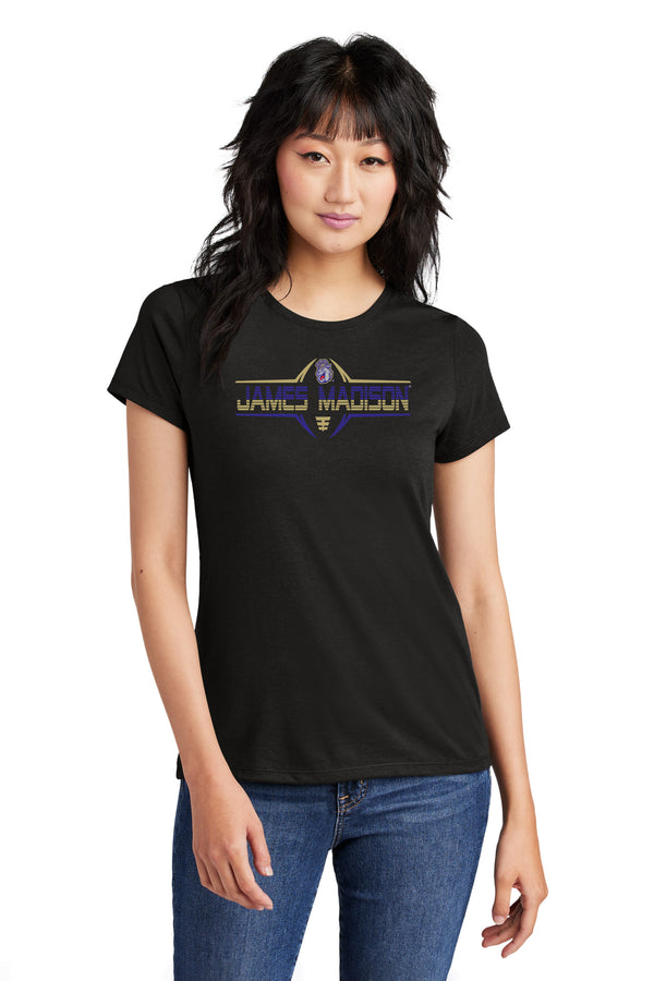 Women's James Madison Dukes Premium Tri-Blend Tee Shirt - Striped James Madison Football Laces