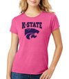 Women's K-State Wildcats Premium Tri-Blend Tee Shirt - Kansas State Powercat Logo