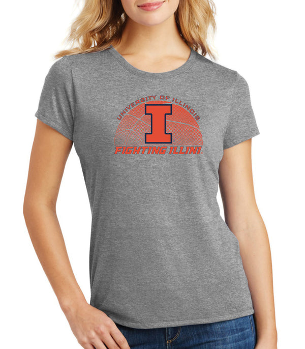 Women's Illinois Fighting Illini Premium Tri-Blend Tee Shirt - University of Illinois Basketball