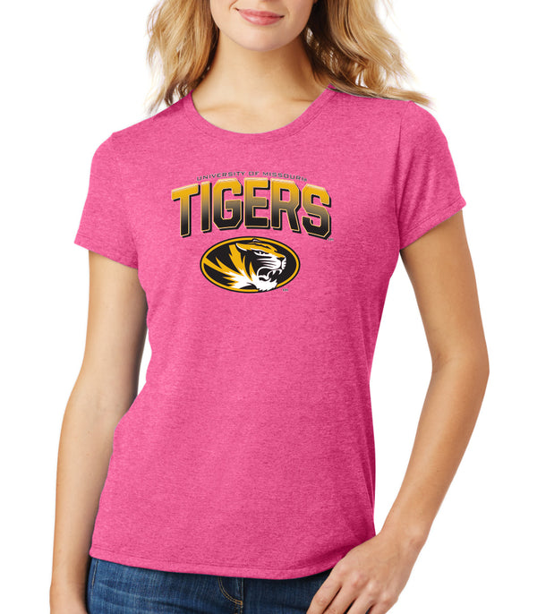 Women's Missouri Tigers Premium Tri-Blend Tee Shirt - Full Color Fade Tigers Logo