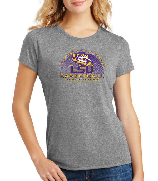 Women's LSU Tigers Premium Tri-Blend Tee Shirt - LSU Basketball Geaux Tigers