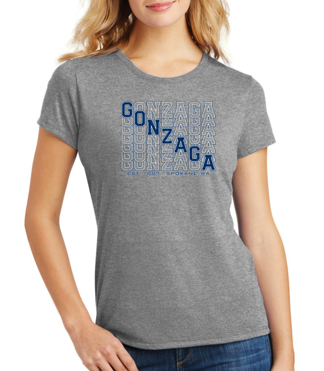 Women's Gonzaga Bulldogs Premium Tri-Blend Tee Shirt - Diagonal Echo Gonzaga