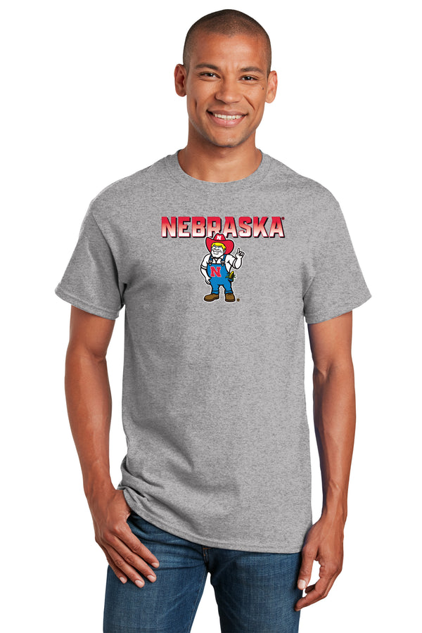 Nebraska Huskers Tee Shirt - Full Color Nebraska Fade with Herbie Husker