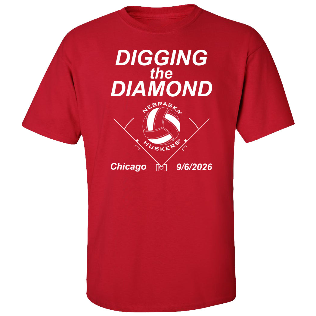 Nebraska Huskers Tee Shirt - Nebraska Volleyball Digging the Diamond