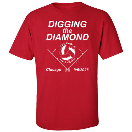 Nebraska Huskers Tee Shirt - Nebraska Volleyball Digging the Diamond