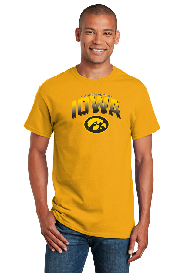 Iowa Hawkeyes Tee Shirt - Full Color IOWA Fade Tigerhawk Oval