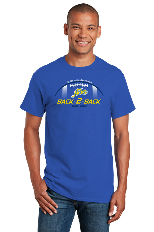 South Dakota State Jackrabbits Tee Shirt - Back-2-Back Football National Champions