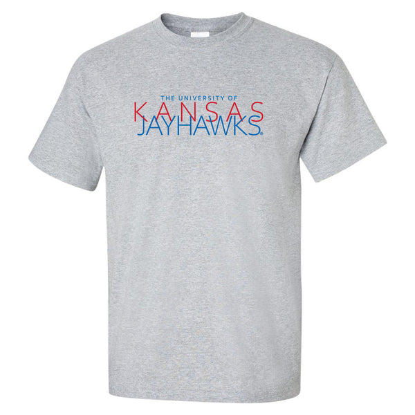 Kansas Jayhawks Tee Shirt - Overlapping University of Kansas Jayhawks