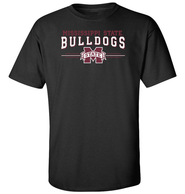 Mississippi State Bulldogs Tee Shirt - MSU Bulldogs 3-Stripe