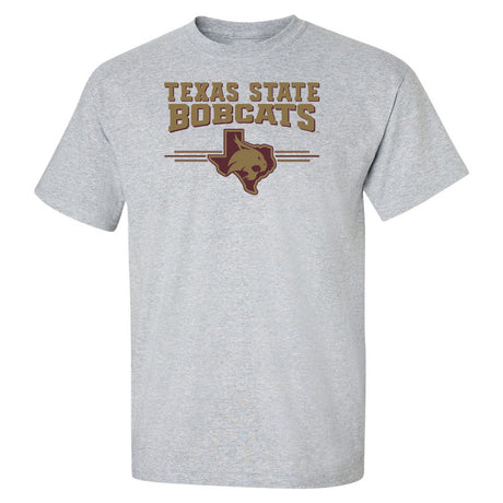 Texas State Bobcats Tee Shirt - 3 Stripe State Outline Logo