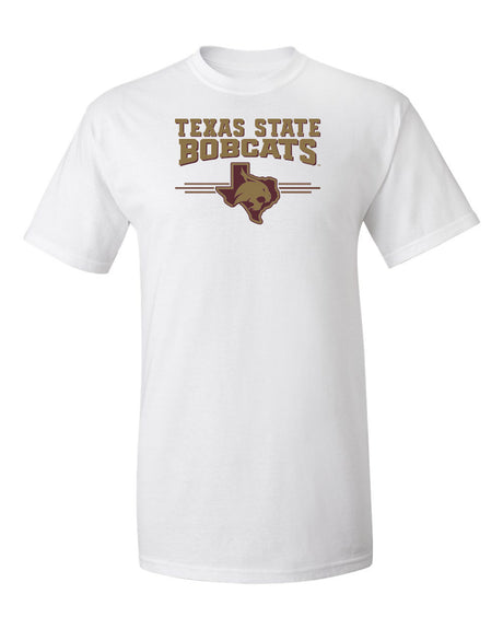 Texas State Bobcats Tee Shirt - 3 Stripe State Outline Logo