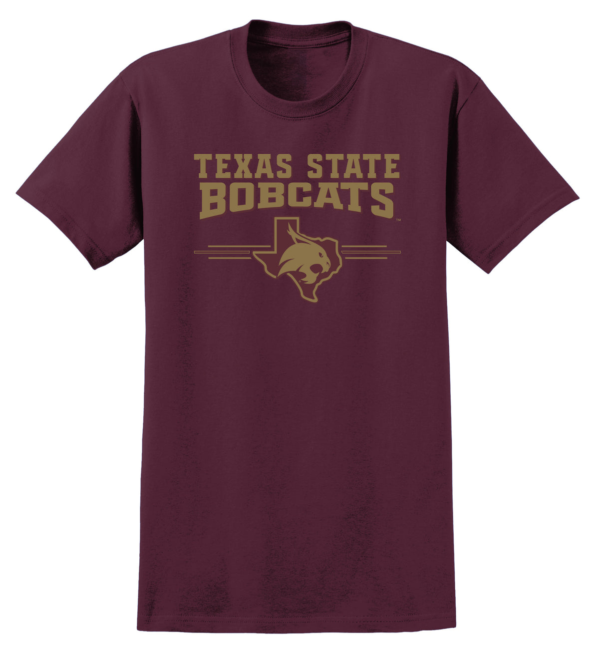 Texas State Bobcats Tee Shirt - 3 Stripe State Outline Logo