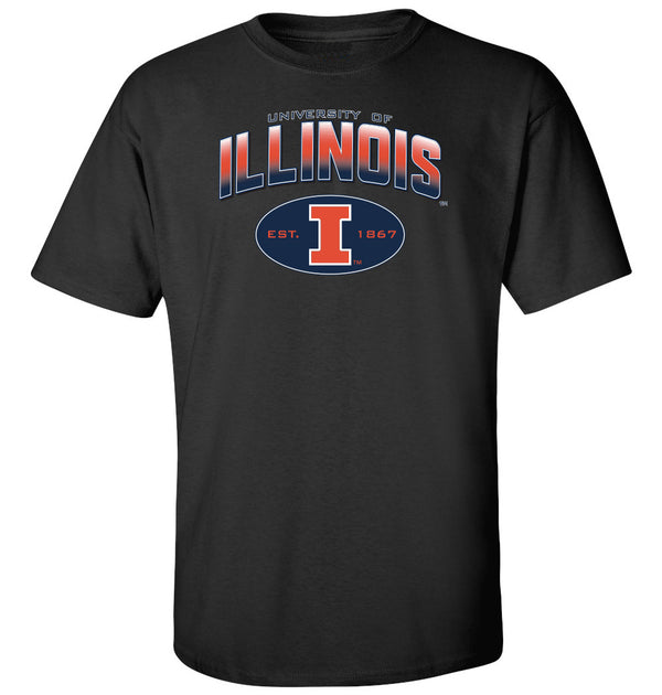 Illinois Fighting Illini Tee Shirt - Full Color Fade Illinois Arch