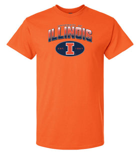 Illinois Fighting Illini Tee Shirt - Full Color Fade Illinois Arch