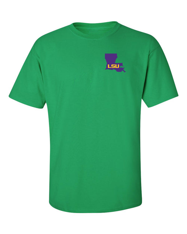 LSU Tigers Tee Shirt - Purple Ink State Shape