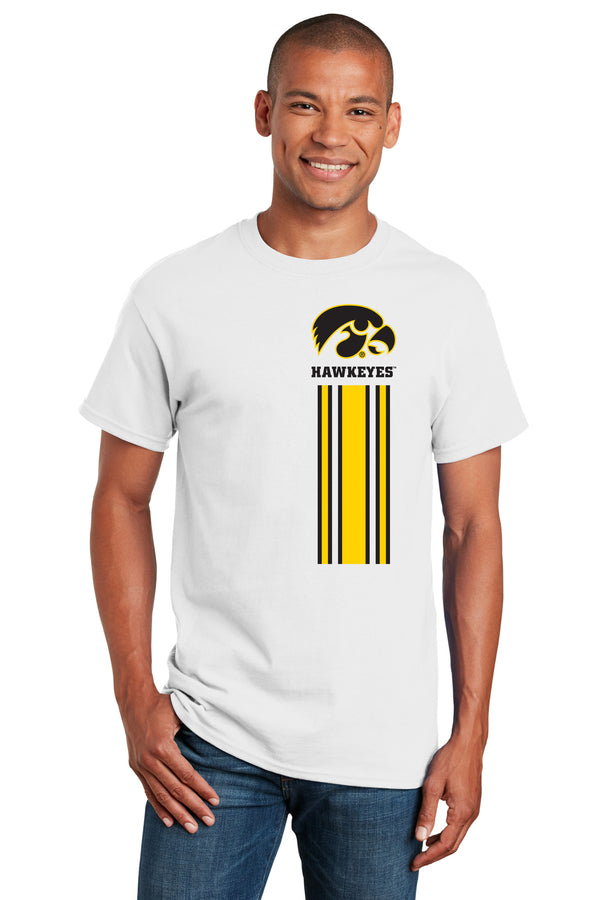 Iowa Hawkeyes Tee Shirt - Vert Stripe with Tigerhawk