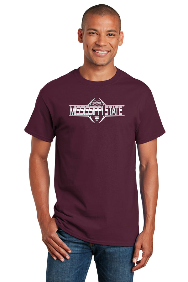 Mississippi State Bulldogs Tee Shirt - Bulldogs Football Striped Laces