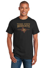 Texas State Bobcats Tee Shirt - 3 Stripe State Outline Logo
