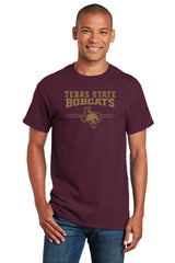 Texas State Bobcats Tee Shirt - 3 Stripe State Outline Logo