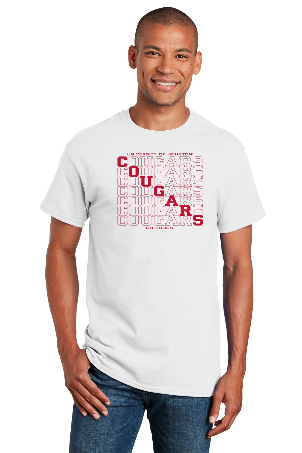 Houston Cougars Tee Shirt - Diagonal Cougars Echo