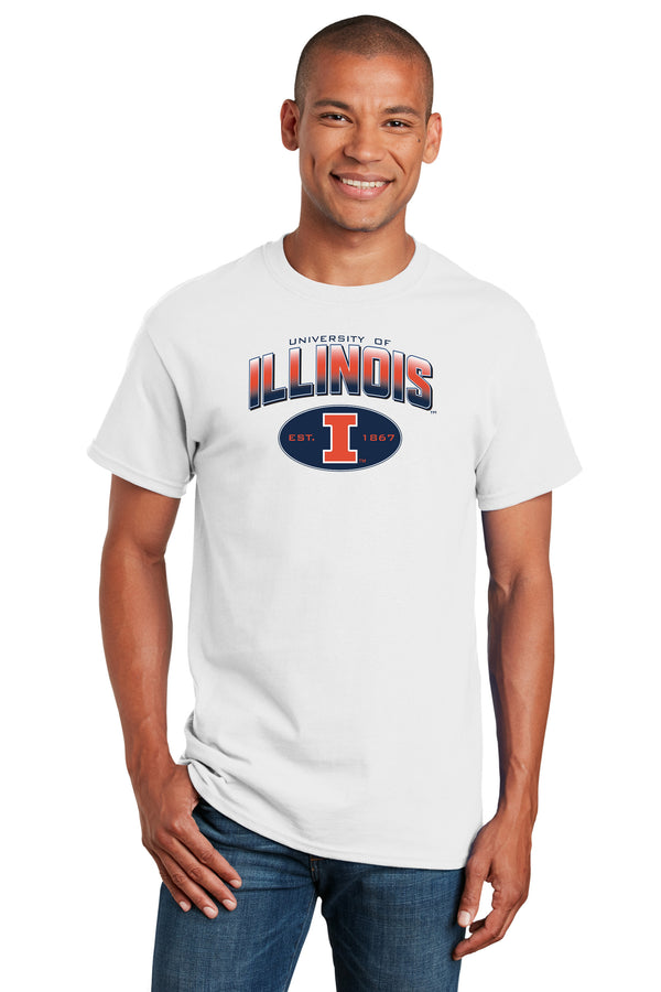 Illinois Fighting Illini Tee Shirt - Full Color Fade Illinois Arch