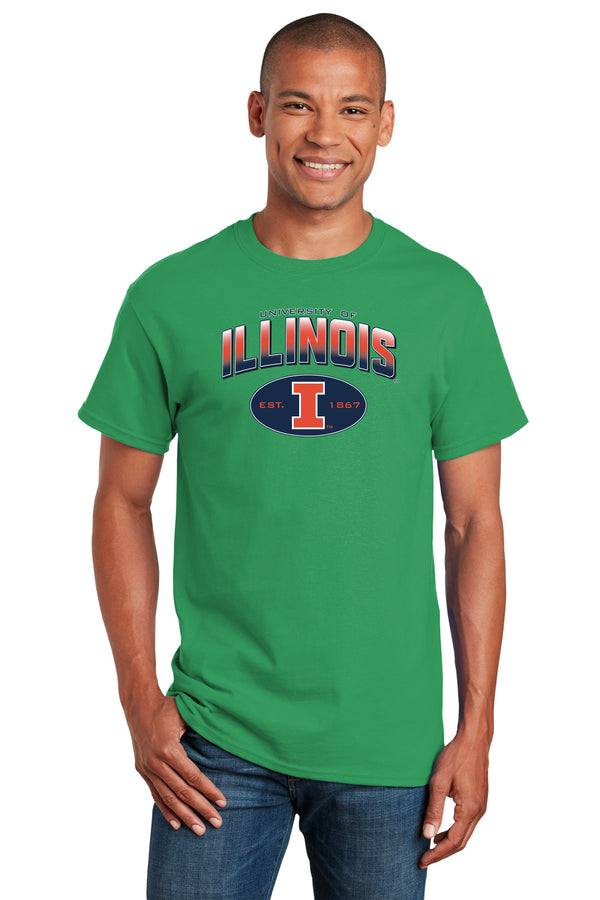 Illinois Fighting Illini Tee Shirt - Full Color Fade Illinois Arch