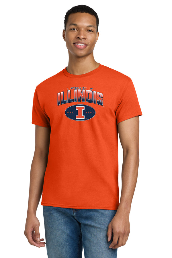 Illinois Fighting Illini Tee Shirt - Full Color Fade Illinois Arch