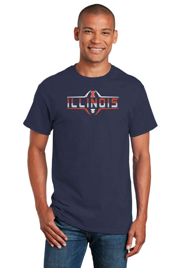 Illinois Fighting Illini Tee Shirt - Striped Illinois Football Laces