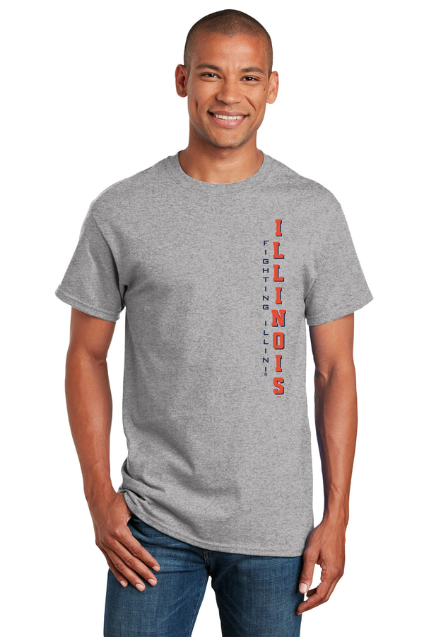 Illinois Fighting Illini Tee Shirt - Vertical Illinois Fighting Illini