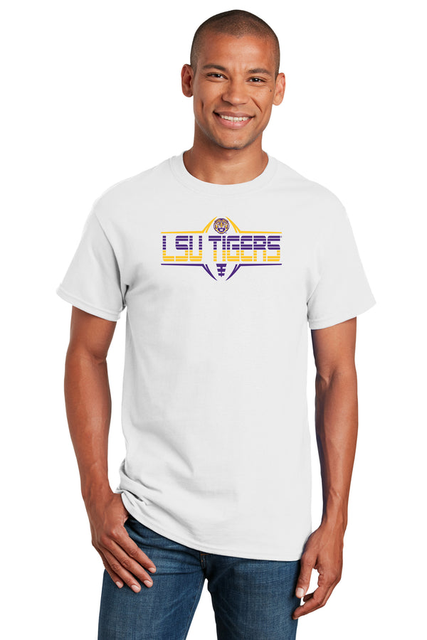 LSU Tigers Tee Shirt - Striped Tigers Football Laces