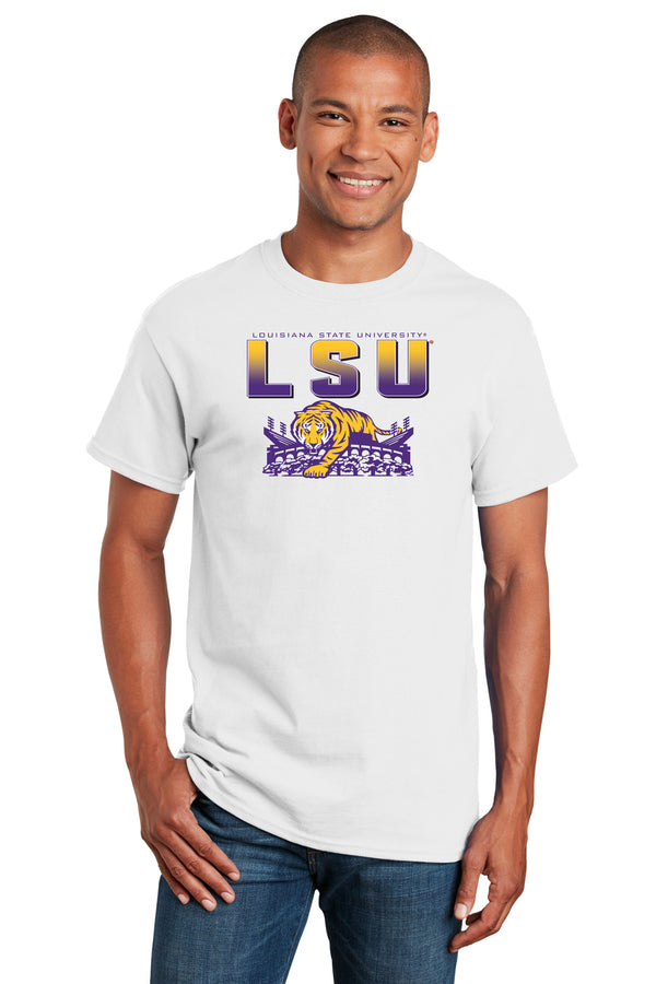 LSU Tigers Tee Shirt - LSU Tiger Stadium Full Color Fade