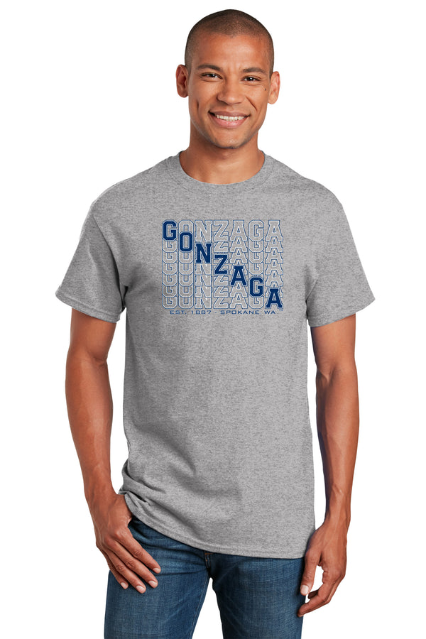 Gonzaga Bulldogs Tee Shirt - Diagonal Echo Gonzaga