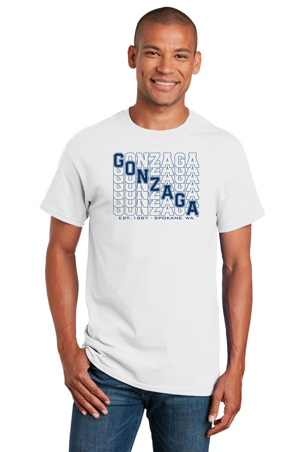 Gonzaga Bulldogs Tee Shirt - Diagonal Echo Gonzaga