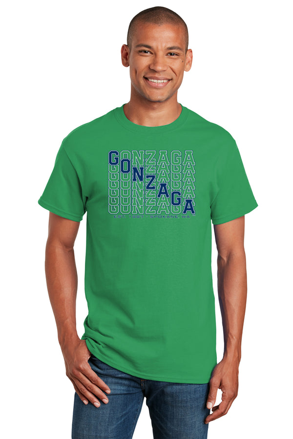 Gonzaga Bulldogs Tee Shirt - Diagonal Echo Gonzaga