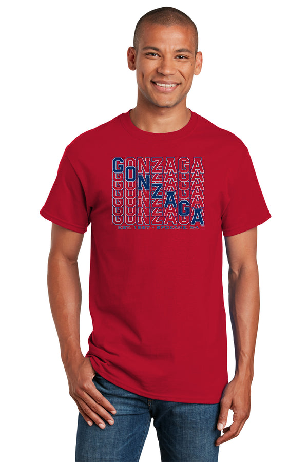 Gonzaga Bulldogs Tee Shirt - Diagonal Echo Gonzaga